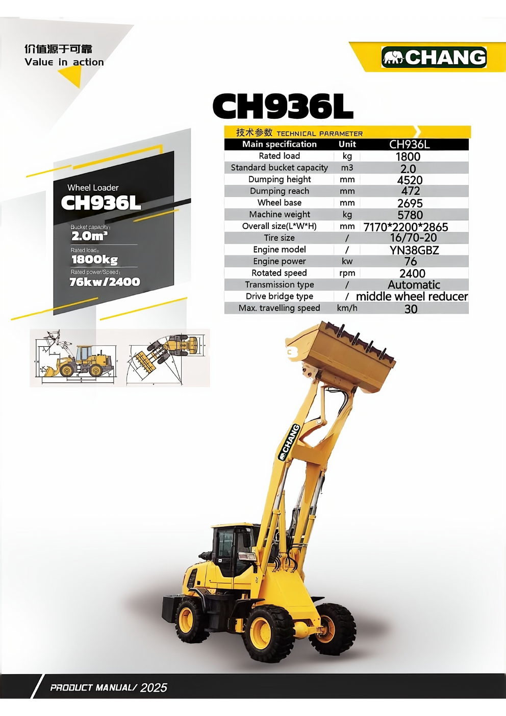 Xe xúc lật nâng cao CH936L