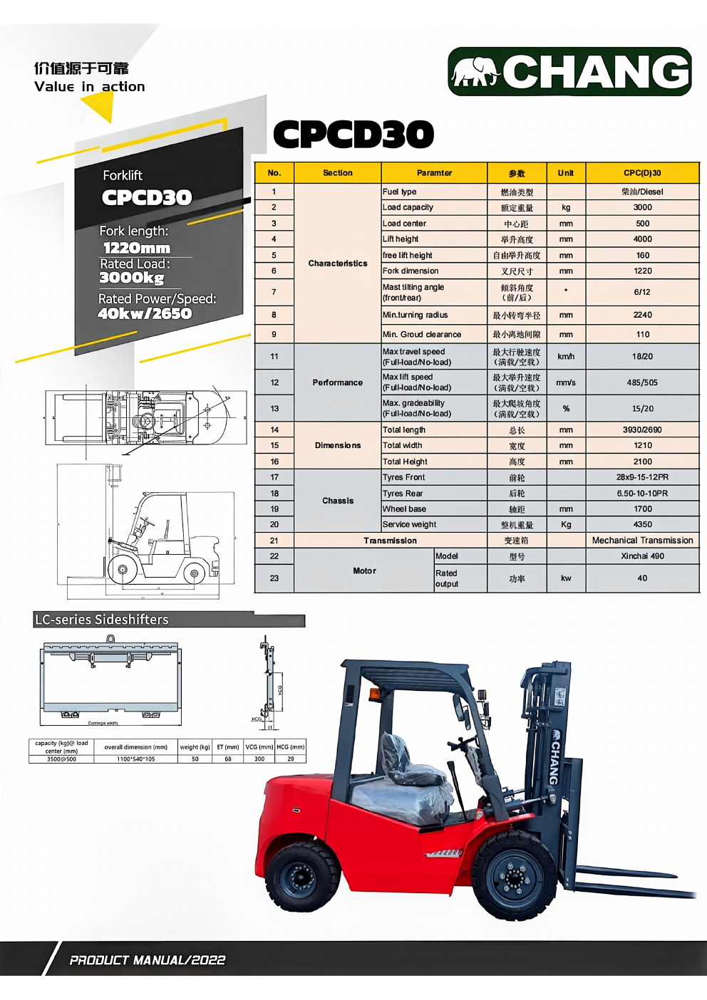 Xe nâng diesel CPCD30 - 4 m